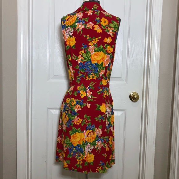 BANANA REPUBLIC Vintage Made Hong Kong Collar Pockets Button Down Floral Dress 8 - Picture 6 of 14